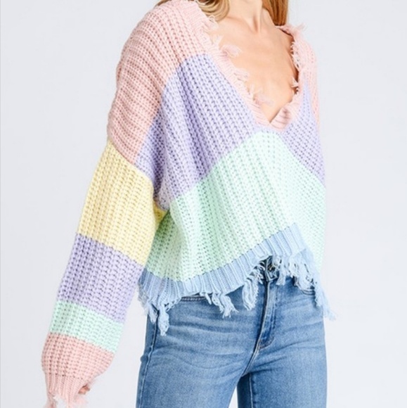 Sweetbb Sweaters - Last 1! Fringe Distress Oversized Sweater S